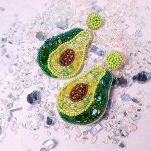 Seed Beading Fun Avocado Chunky Earrings